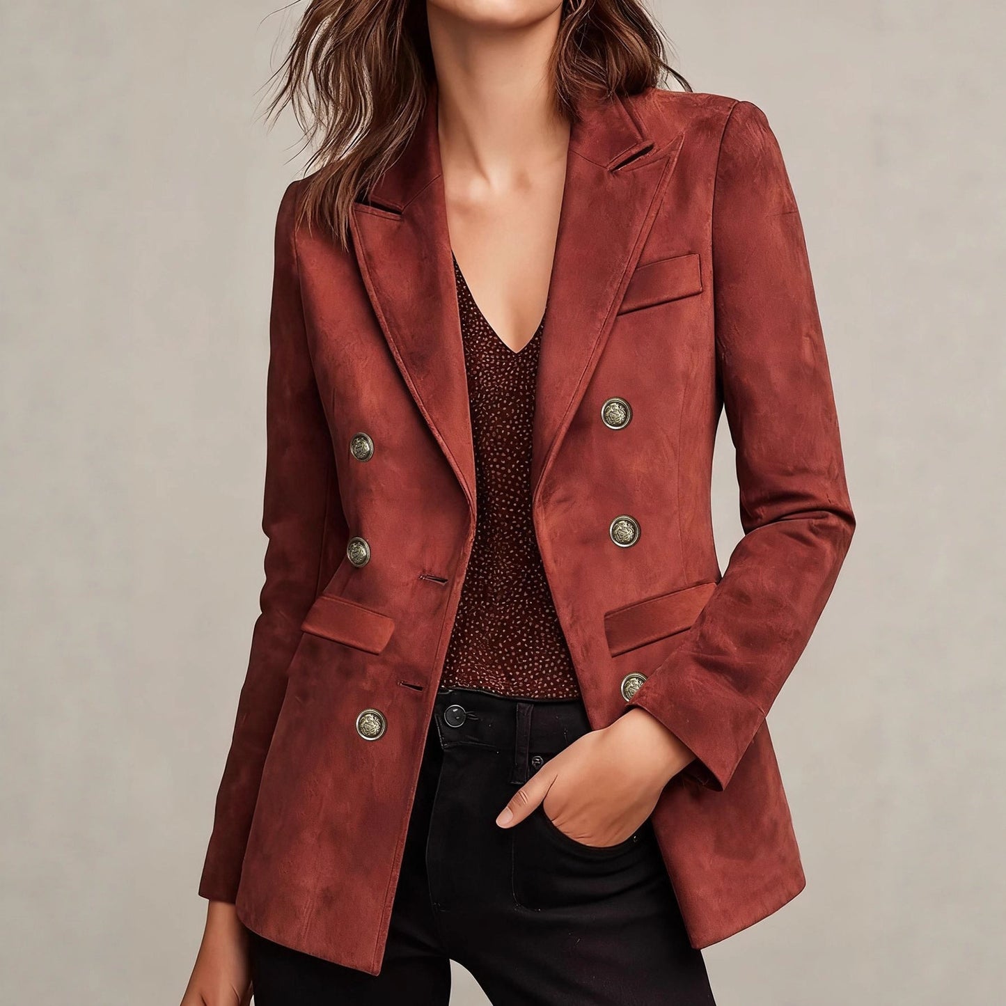 Women's French-style Elegant Vintage Double-breasted Blazer Veloria