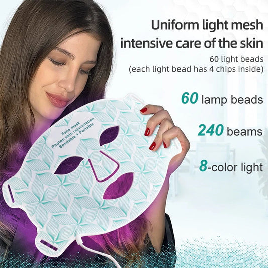 8-Color LED Facial Mask with Neck Veloria