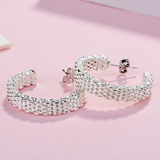 Popular fine 925 Sterling Silver charms stud Earrings for Women Creativity Christmas Gifts Street all-match party Jewelry Veloria