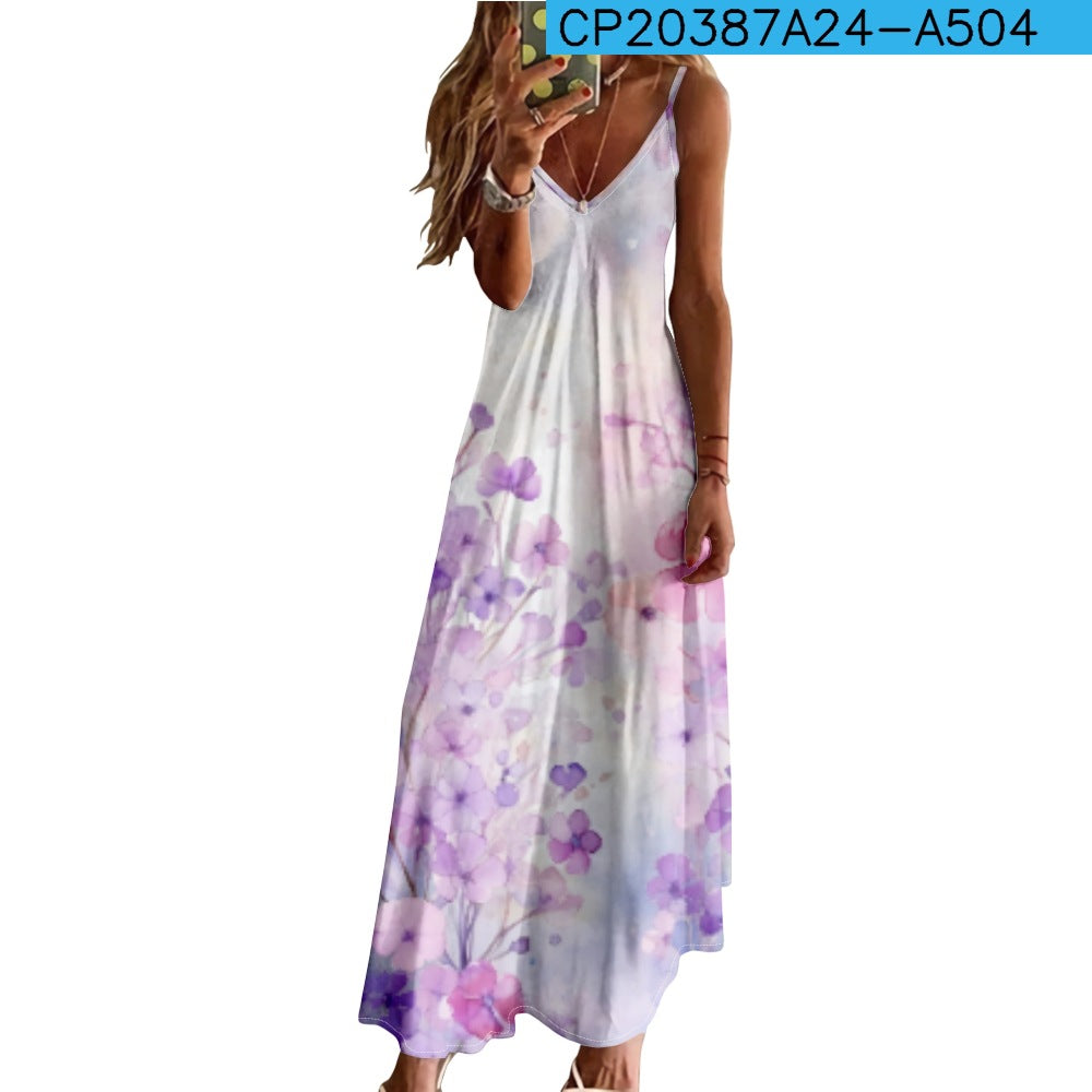 Plus-size Strap Waist-cinching Long Dress For Women