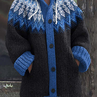 Womens Mid-Length Printed Hooded Sweater