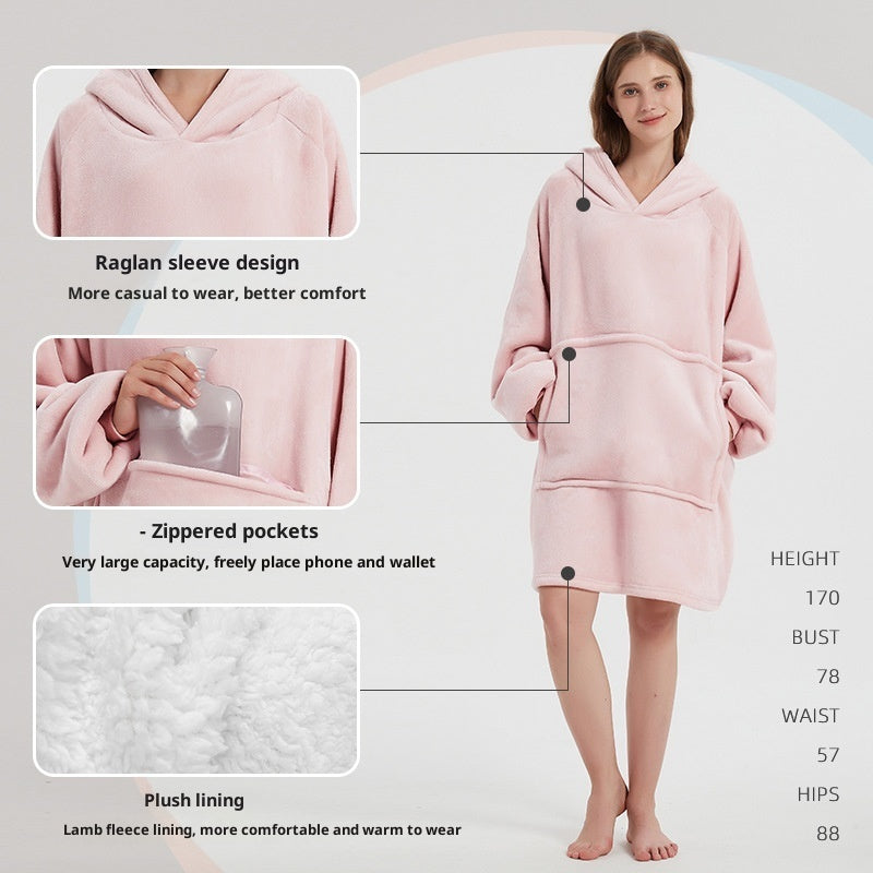 Thickened Casual Long-sleeve Zippered Blanket Loungewear Veloria