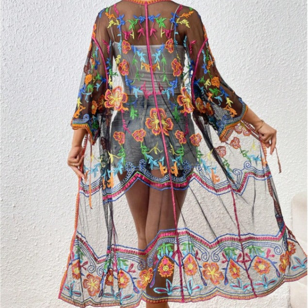 Women's Lace Hollow-out Crochet Cardigan Beach Resort Tunic Veloria