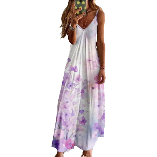 Plus-size Strap Waist-cinching Long Dress For Women