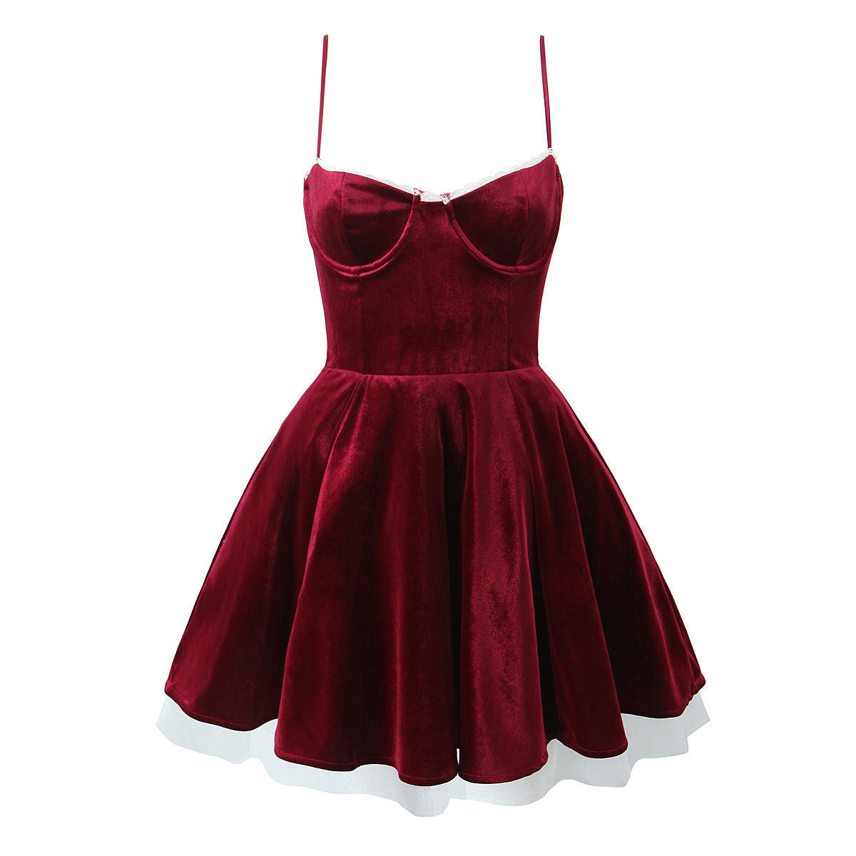 High-end Velvet Slip Dress With A Cinched Waist And Voluminous Skirt Veloria