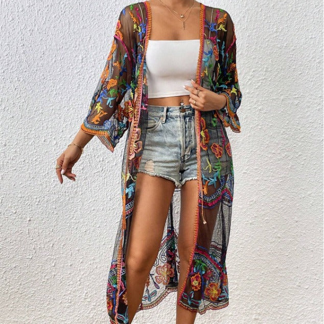 Women's Lace Hollow-out Crochet Cardigan Beach Resort Tunic Veloria