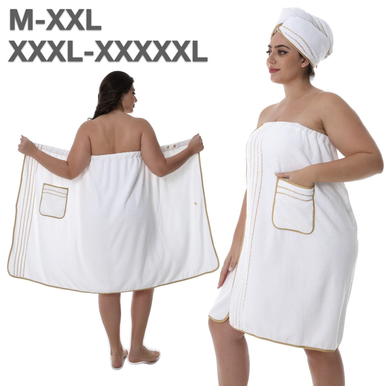 Plus-size Bath Skirt Coral Fleece Bathrobe And Bath Cap Set Veloria