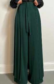 Womens Solid-Color Wide-Leg Pleated Pants With Ties