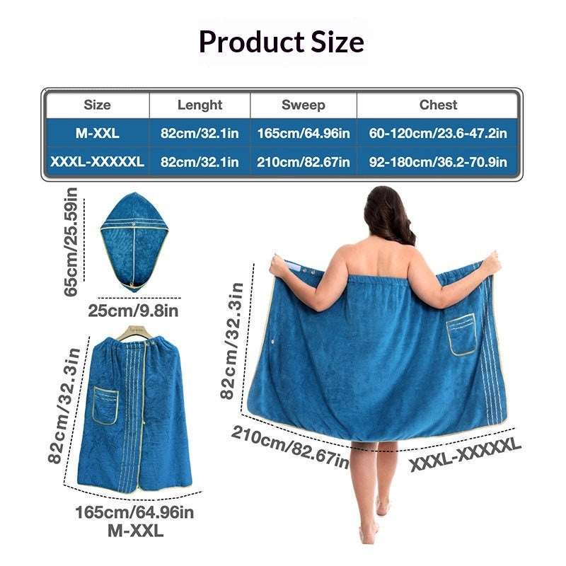 Plus-size Bath Skirt Coral Fleece Bathrobe And Bath Cap Set Veloria