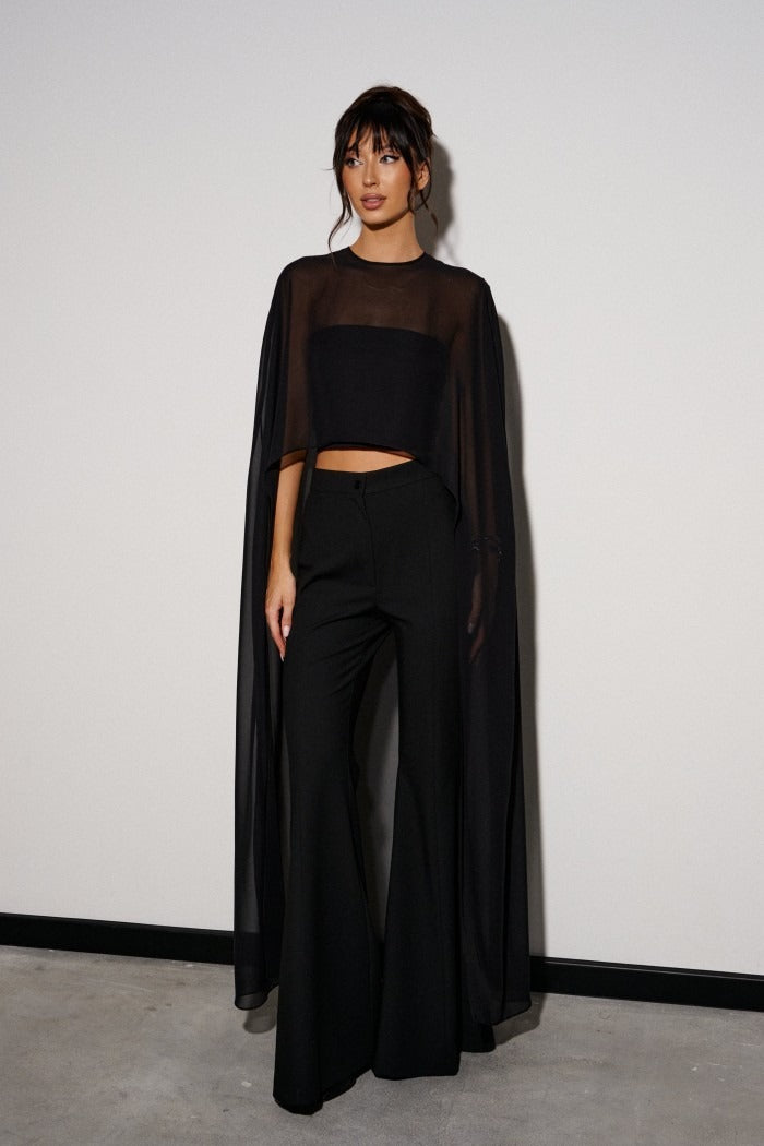 Solid-color Chiffon Pullover With An Asymmetrical Design