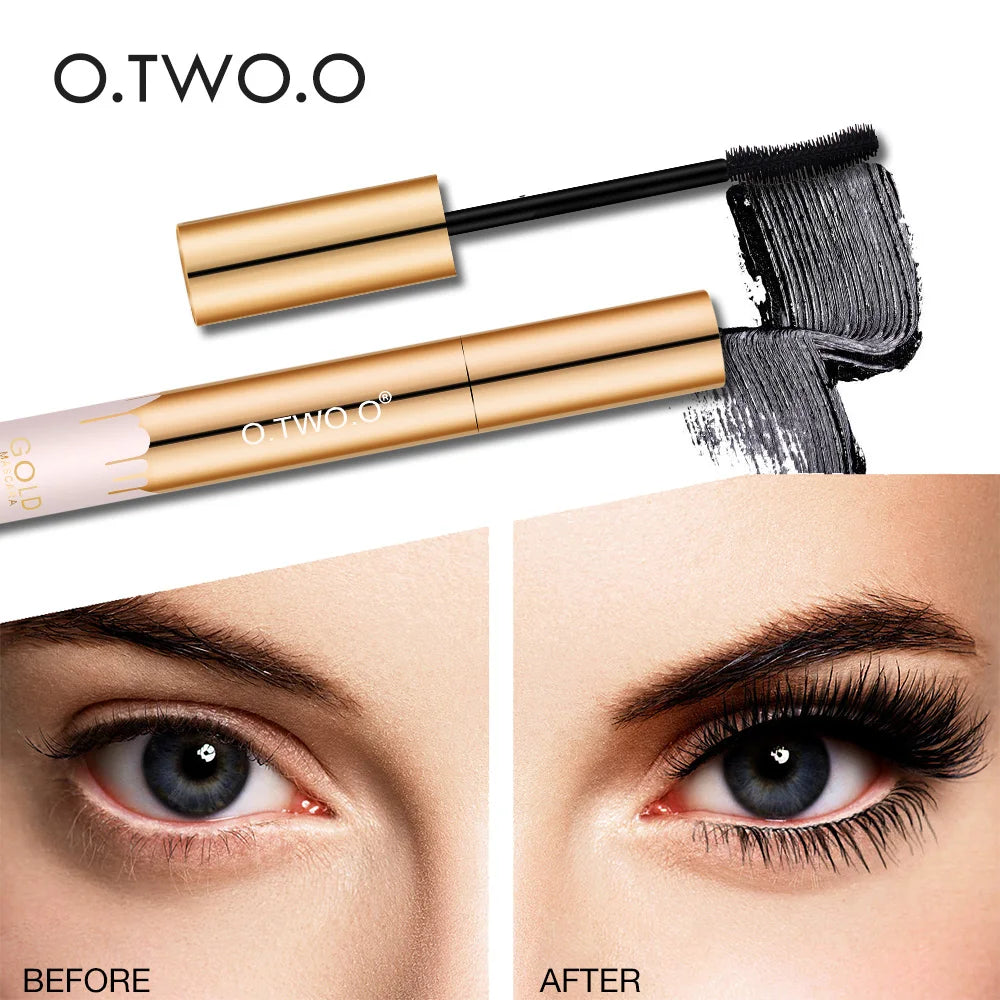 O.TWO.O 3D Mascara Lengthening Black Lash Eyelash Extension Eye Lashes Brush Beauty Makeup Long-wearing Gold Color Mascara Veloria