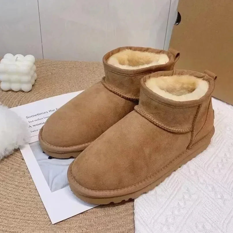 2025 Winter Warm Boots - Women's Snow Boots, Men's Short Boots, Sheepskin and Wool Cut, Low Warm Leather Shoes Veloria