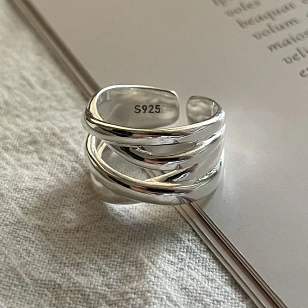 925 Sterling Silver Rings for Women Men Couple Minimalist Handmade Simple Interware Ring Party Jewelry Gift Prevent Allergy Veloria