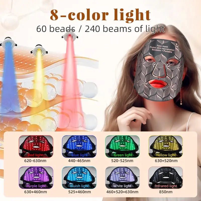 8-Color LED Facial Mask with Neck Veloria