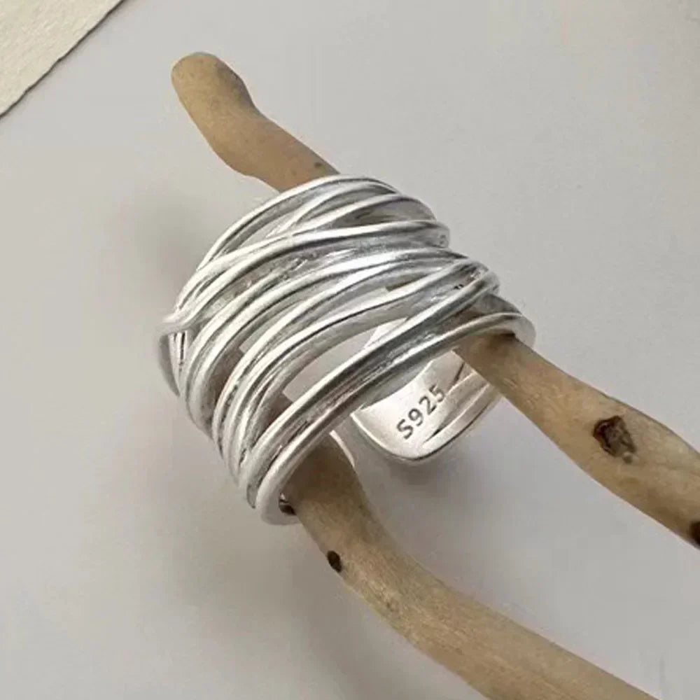 925 Sterling Silver Rings for Women Men Couple Minimalist Handmade Simple Interware Ring Party Jewelry Gift Prevent Allergy Veloria