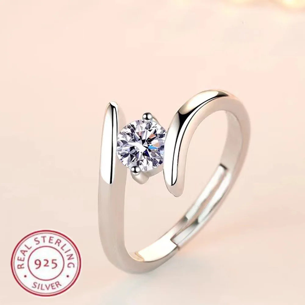 925 Sterling Silver Ring Simple Generous Zircon luxury High Quality For Women Rings Wedding Fine Jewelry Accessories Party Gift Veloria