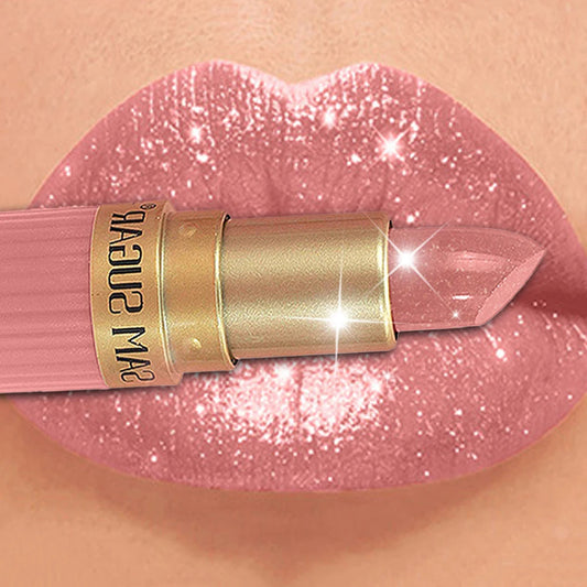 Pearlescent Pink Glitter Velvet Lipstick Metallic Waterproof Long Lasting Matte Shimmer Diamond Lipstick Women Makeup Cosmetic Veloria