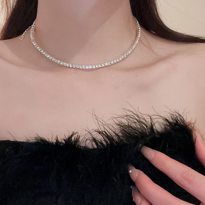 Fashion Rhinestone Heart Collar Choker Necklace for Women Simple Open Collar Necklace Torques Jewelry Accessories Veloria