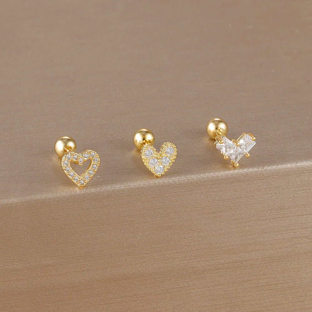 3PCS Stainless Steel Gold Color Crown Stud Earring Set For Women 14K Gold Plated Crystal Zircon Unique Horse Eye Earring Jewelry Veloria