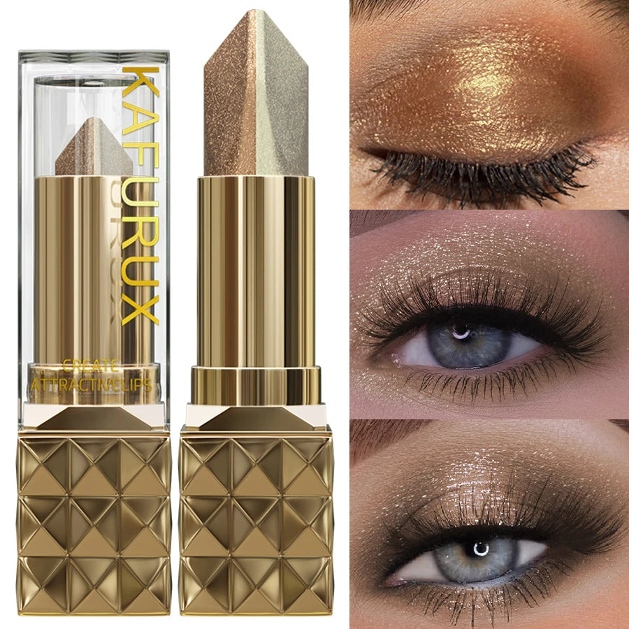 Two Color Eye Shadow Stick Shimmer Glitter Brown Color Dimensional Natural Without Taking Off Makeup Eye Cosmetic for Women Gift Veloria