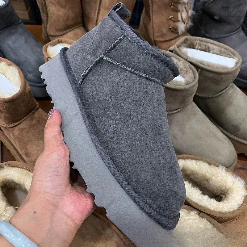 2025 Winter Warm Boots - Women's Snow Boots, Men's Short Boots, Sheepskin and Wool Cut, Low Warm Leather Shoes Veloria