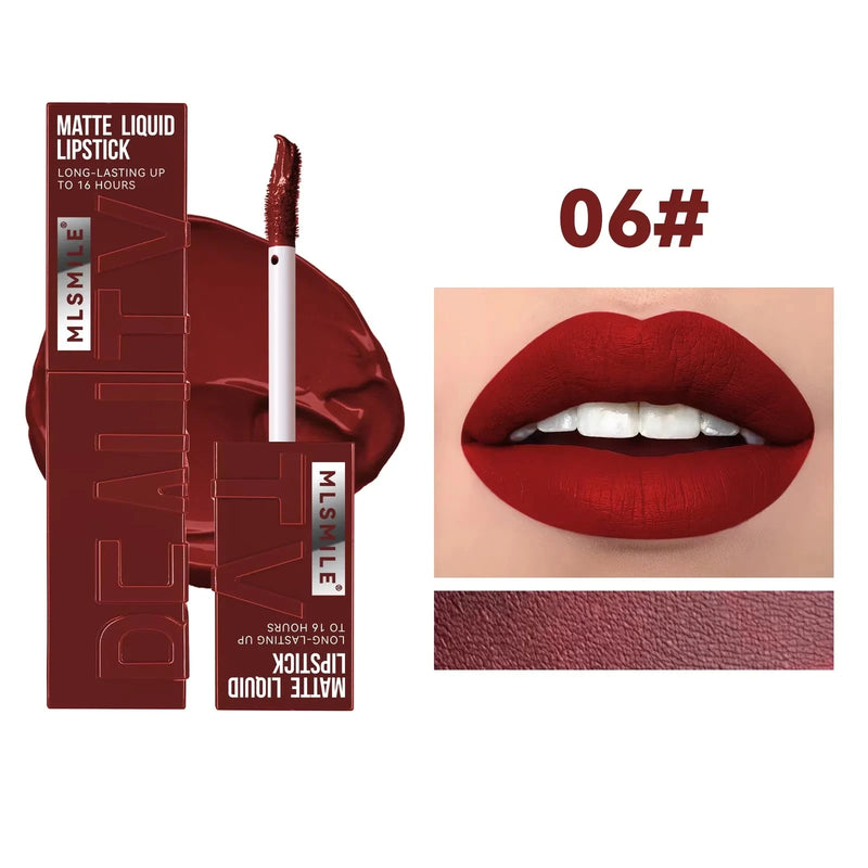 Long Lasting Velvet Matte Lip 6 Colors Gloss Waterproof Non-stick Cup Sexy Nude Red Pink Liquid Lipstick Lips Makeup Cosmetic Veloria
