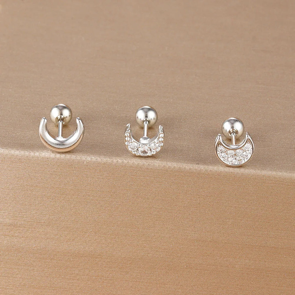 3PCS Stainless Steel Gold Color Crown Stud Earring Set For Women 14K Gold Plated Crystal Zircon Unique Horse Eye Earring Jewelry Veloria