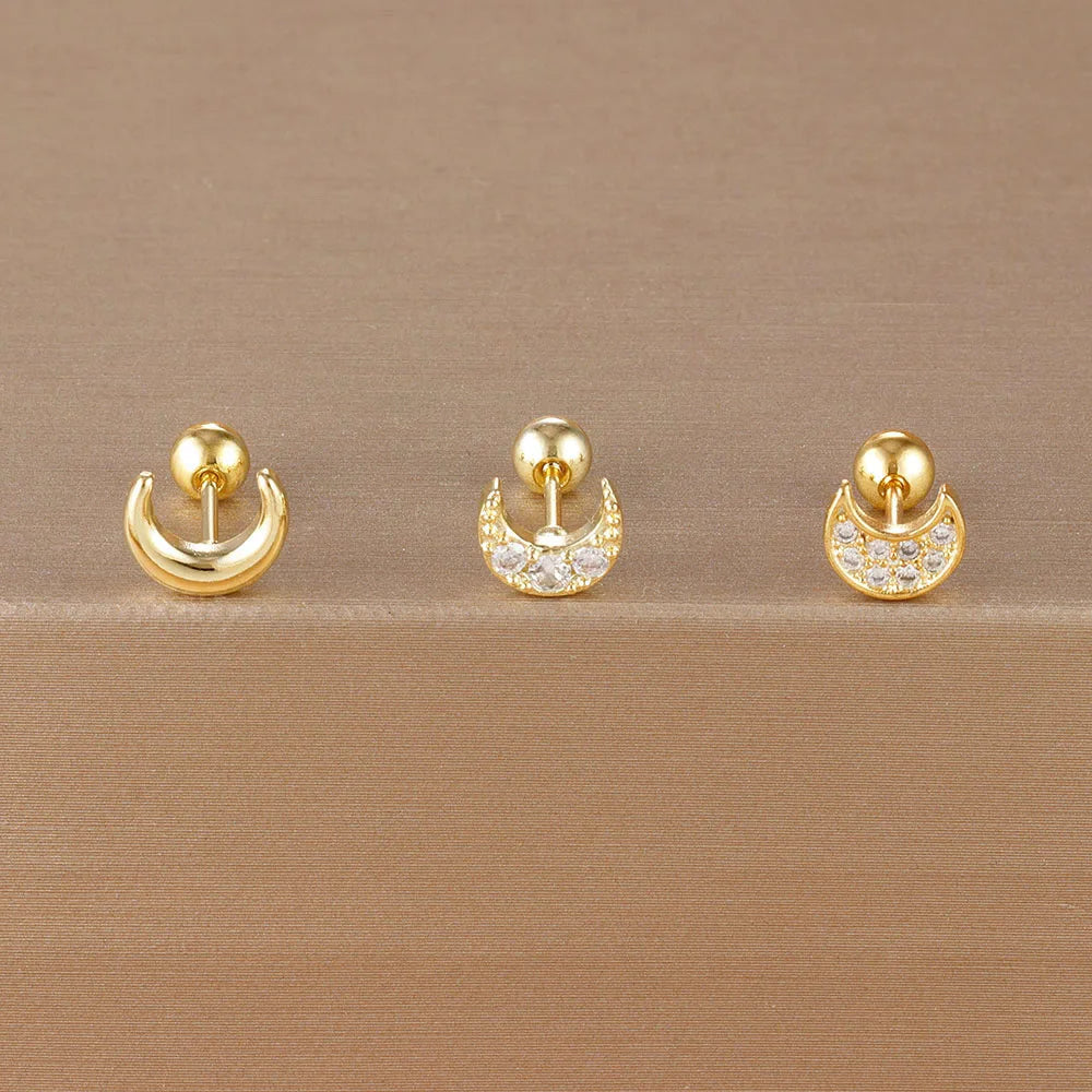 3PCS Stainless Steel Gold Color Crown Stud Earring Set For Women 14K Gold Plated Crystal Zircon Unique Horse Eye Earring Jewelry Veloria