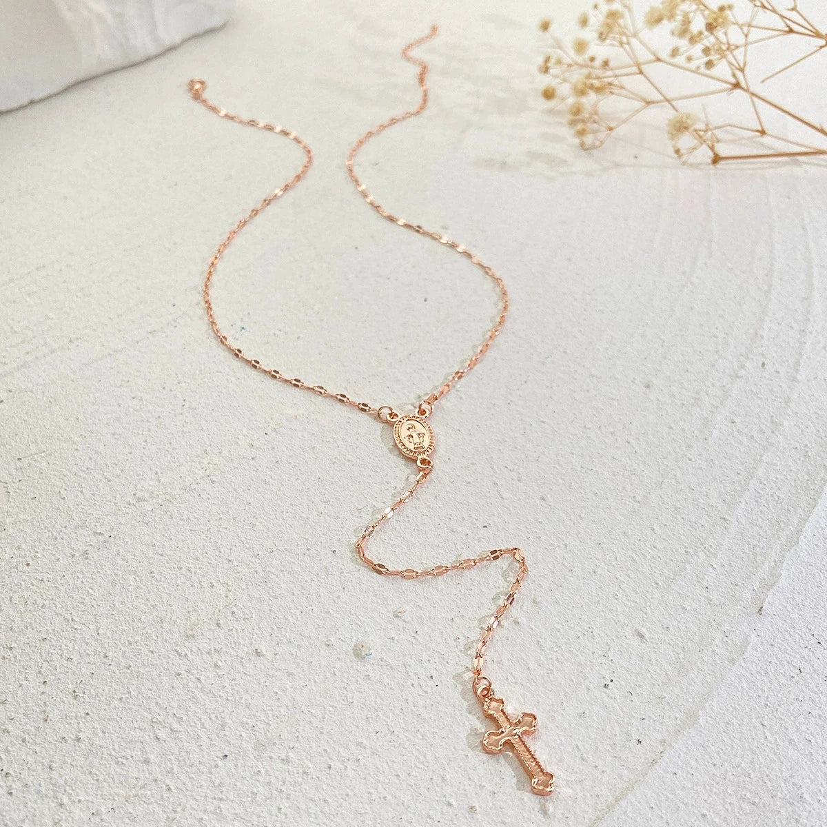 Fashion Christian Cross Necklace For Women Religious Rosary Pendant Gold Silver Color Chain Choker Female Jewelry Accessories Veloria