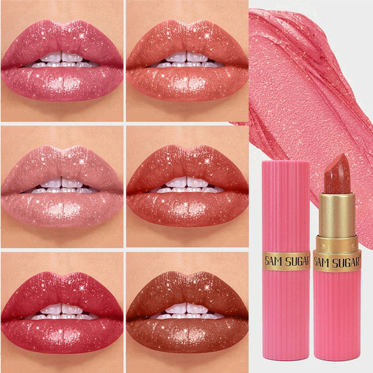 Pearlescent Pink Glitter Velvet Lipstick Metallic Waterproof Long Lasting Matte Shimmer Diamond Lipstick Women Makeup Cosmetic Veloria