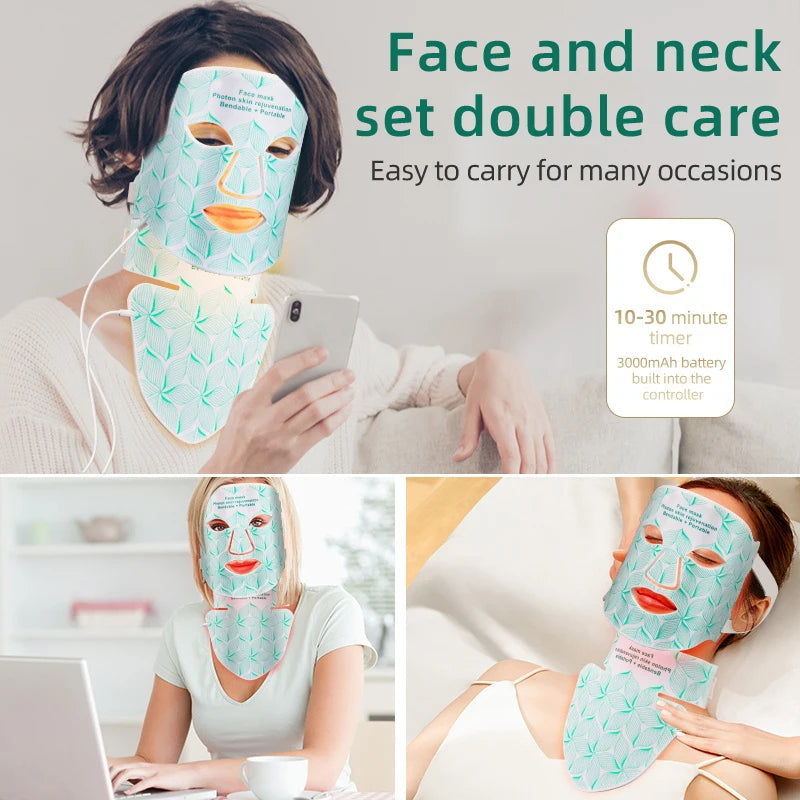 8-Color LED Facial Mask with Neck Veloria