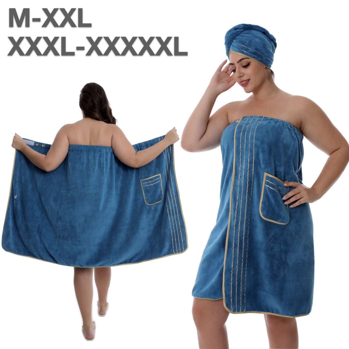 Plus-size Bath Skirt Coral Fleece Bathrobe And Bath Cap Set Veloria