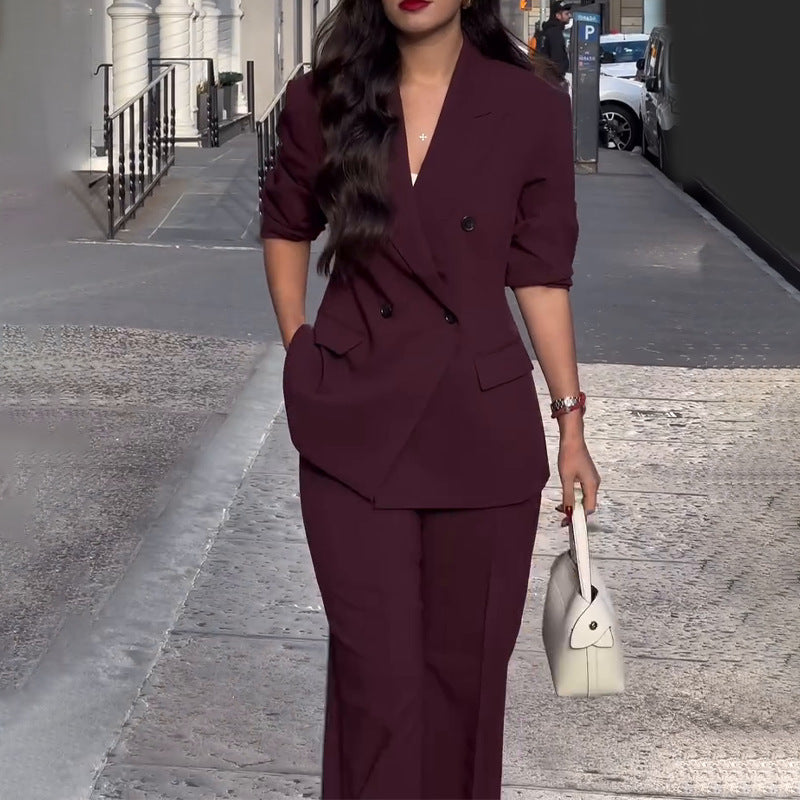 Womens Stylish V-Neck Blazer Suit